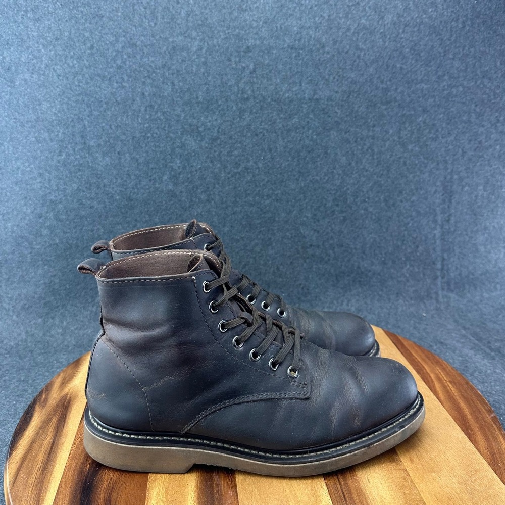 Golden Fox Mens 8.5 Dark Brown Leather Boondocker Service Boots Slip Resistent